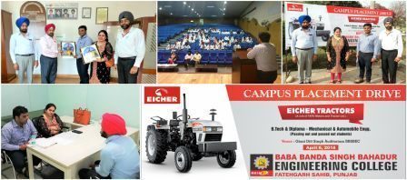 Eicher Tractors Placement Drive: 14 students selected from Mechanical Engineering