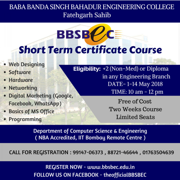 Genealogía General Maryanne Jones Free Short Term Certification Course | Baba Banda Singh Bahadur Engineering  College