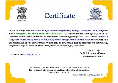 Recognized Swachhta Action Plan Institution | Baba Banda Singh Bahadur ...